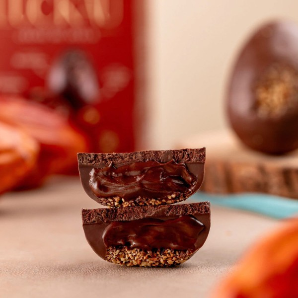 Encontraproduto.com.br - Ovo de Páscoa Recheado Chocolate 54% Cacau com Creme de Avela (Zero Açúcar) 300g - Luckau
