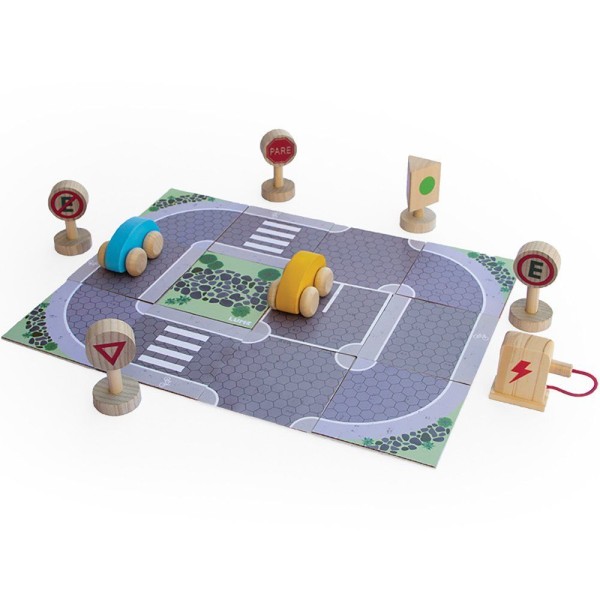 Encontraproduto.com.br - Brinquedo Estrada Com Carrinhos E Acessórios Em Madeira