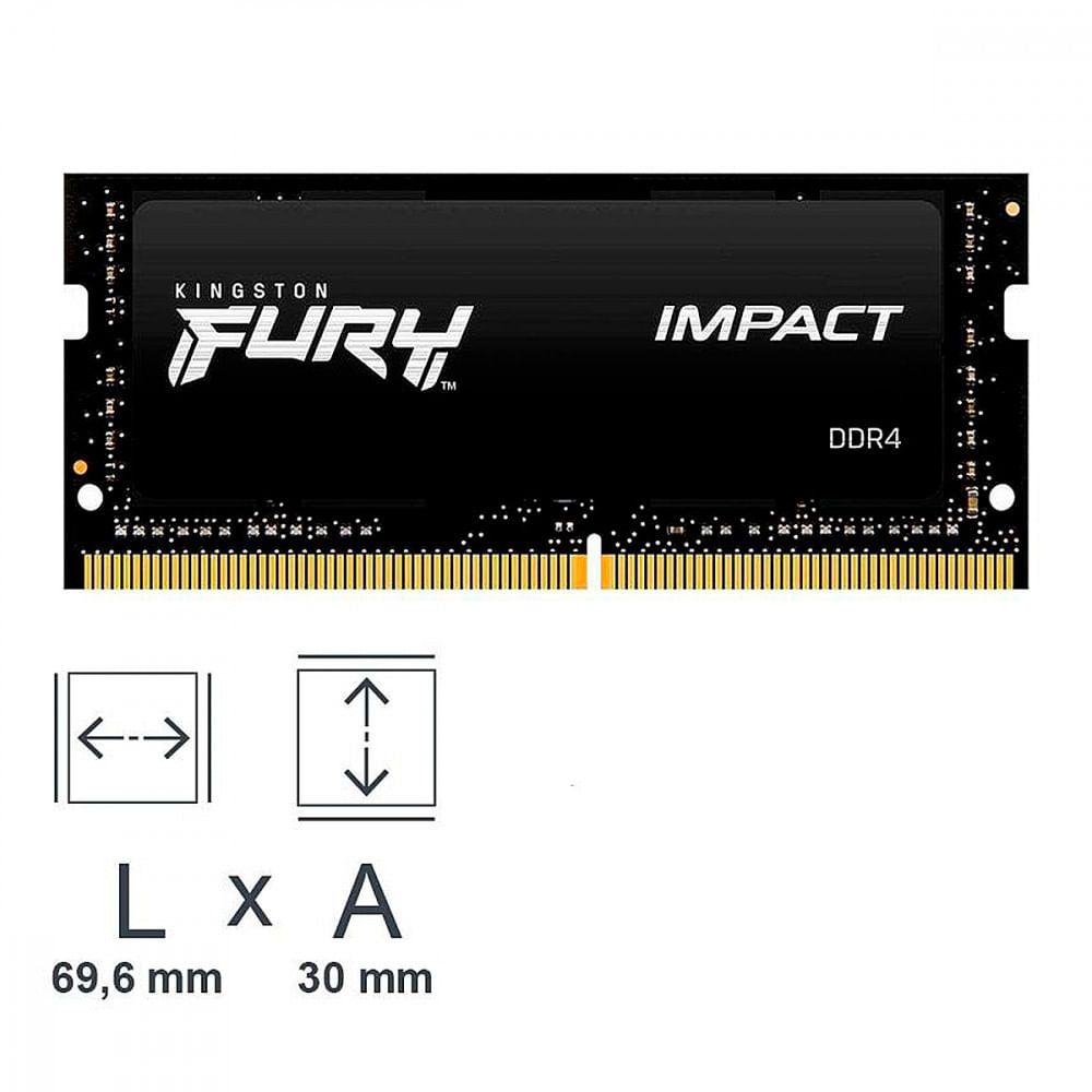 Encontraproduto.com.br - Memória Gamer Kingston 16GB SODIMM DDR4 Fury Impact 3200MHz 1,2V 1Rx8 para notebooks