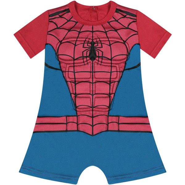 Encontraproduto.com.br - Macacão Infantil Manga Curta Spiderman Musculo Vermelho - Marvel