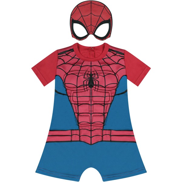 Encontraproduto.com.br - Macacão Infantil Manga Curta Spiderman Musculo Vermelho - Marvel