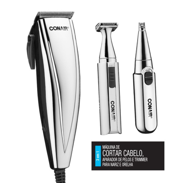 Encontraproduto.com.br - Conjunto de Maquina de Corte com Aparador de Pelos e Trimmer Conair Home Styler