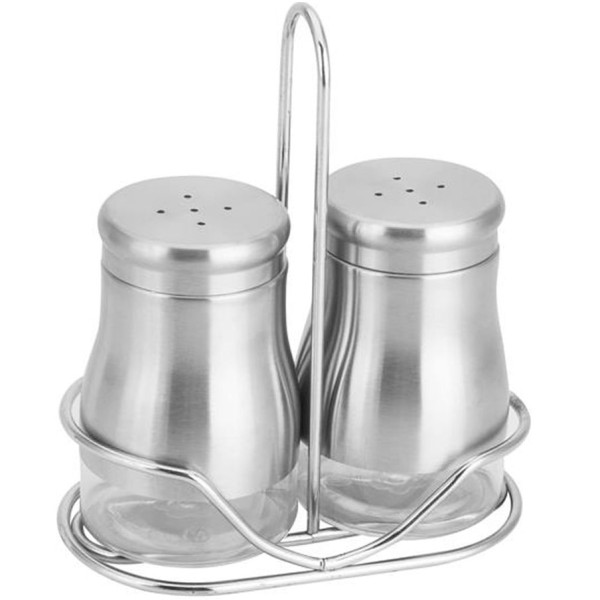 Encontraproduto.com.br - Porta Temperos, Condimentos, Galheteiro 02 Peças com Suporte em Aço Inox