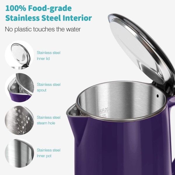 Encontraproduto.com.br - Secura Chaleira Elétrica De Parede Dupla Em Aço Inoxidável 1.8 Quart