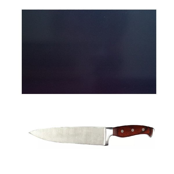 Encontraproduto.com.br - Tabua de Corte LISA polietileno Preta 33x25 com faca do chef