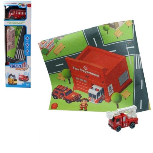 Encontraproduto.com.br - TAPETE DIVERTIDO COM CARRINHO DE BOMBEIRO TATAME ESPUMA INFANTIL BEBE E CRIANCA