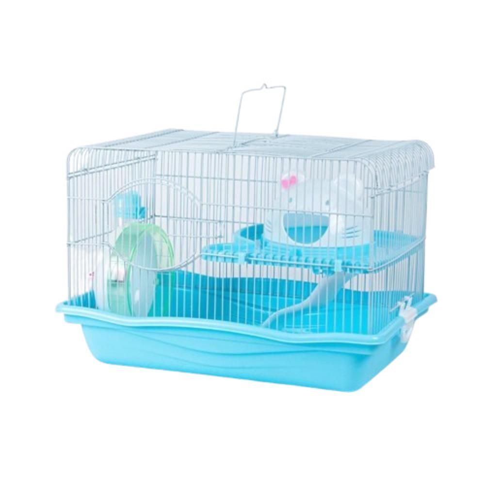 Encontraproduto.com.br - Gaiola Para Hamster Desmontavel Com 2 Andares Jaula Para Ratos E Roedores Com Brinquedos Completa Azul