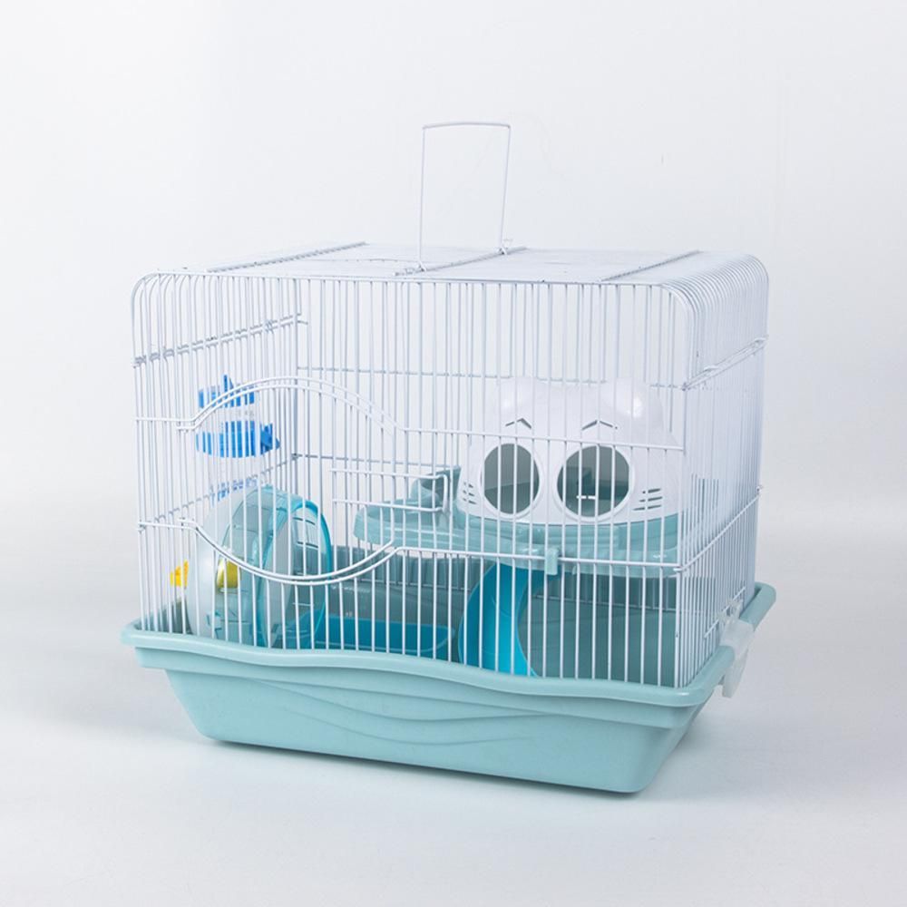 Encontraproduto.com.br - Gaiola Para Hamster Desmontavel Com 2 Andares Jaula Para Ratos E Roedores Com Brinquedos Completa Azul
