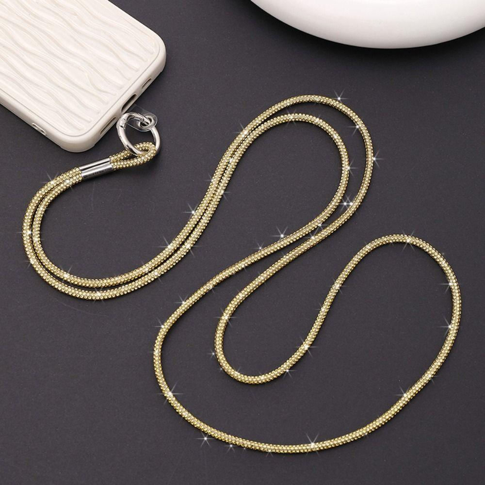 Cordão de celular de strass de luxo com case de diamante