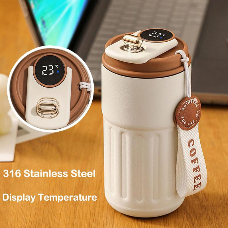 Copo Térmico Inteligente 450ml em Aço Inoxidável com Display de Temperatura