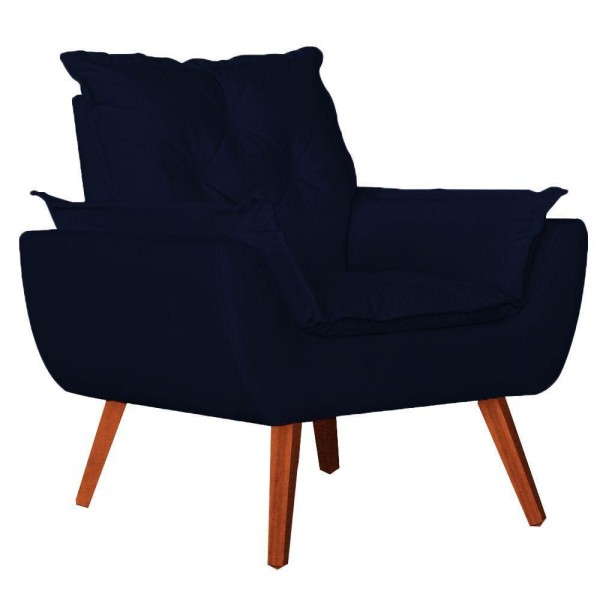 Encontraproduto.com.br - Poltrona Opala Veludo Azul Marinho