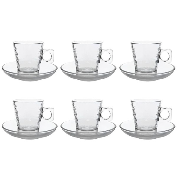 Encontraproduto.com.br - Xícaras Vidro Square 80ml - Jogo Xícaras 12 Peças Café Expresso, Chá