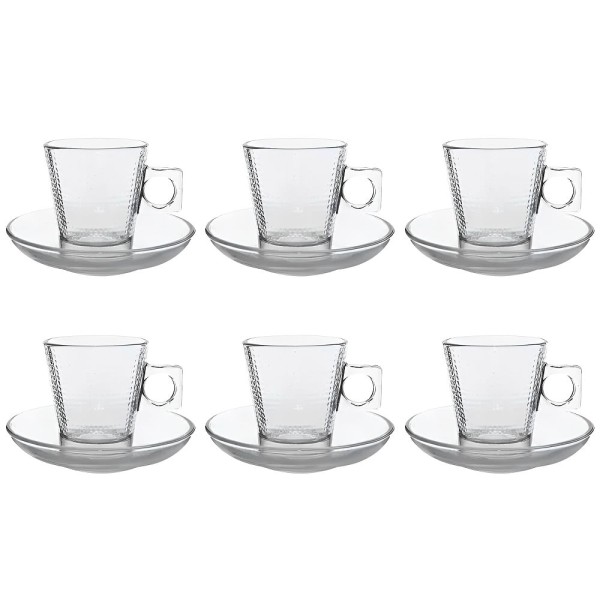 Encontraproduto.com.br - Xícaras Vidro Square 80ml - Jogo Xícaras 12 Peças Café Expresso, Chá