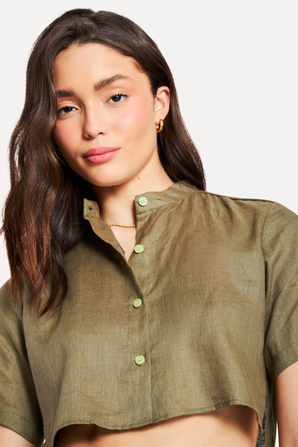 Encontraproduto.com.br - Camisa Cropped Linen