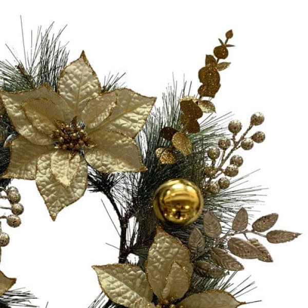 Encontraproduto.com.br - Guirlanda Natalina Santini Flores e Bolas Dourado 140-5701998