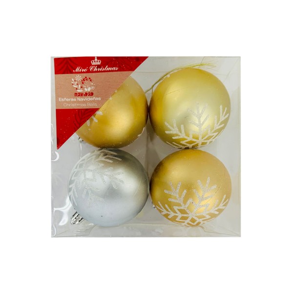 Encontraproduto.com.br - Conjunto 4 Bolas Decoração Natalina 8cm Dourado Miro FTY239