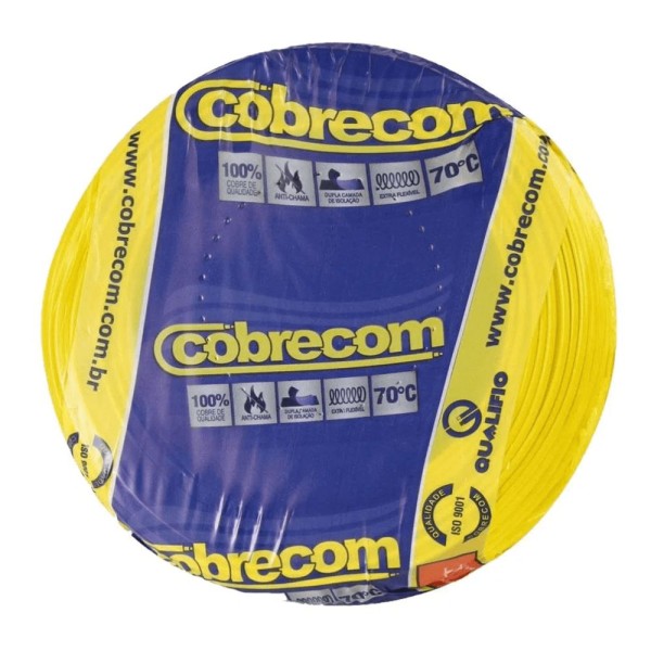 Fio/Cabo Flexível 450/750v 6mm 50 Metros Cobrecom Amarelo