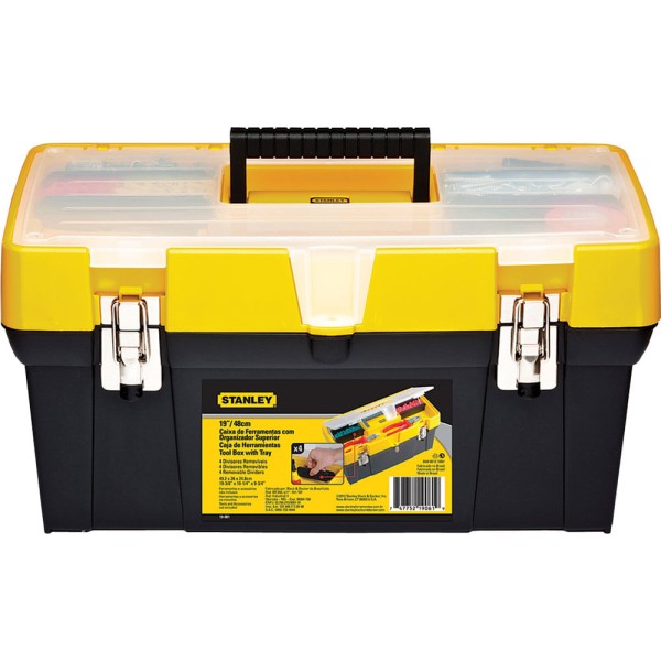Encontraproduto.com.br - Caixa De Ferramentas Tipo Bau Plastica Pp Polipropileno 19 Com Tampa Organizadora - 19-061 - Stanley
