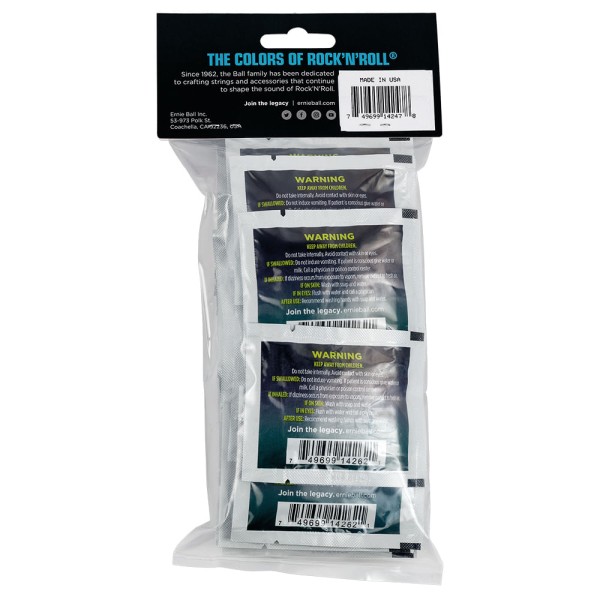 Encontraproduto.com.br - Toalhas de Papel Umedecidas Ernie Ball para Limpeza do Braço Kit com 20un.