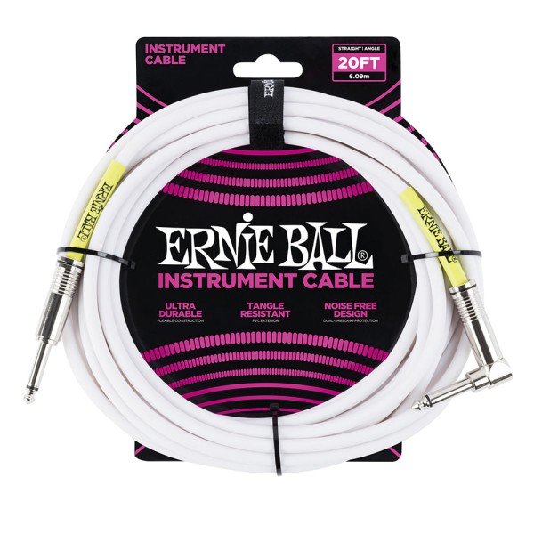 Encontraproduto.com.br - Cabo Ernie Ball P10 Reto/L com 6mts Branco Blindado P06047