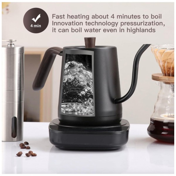 Encontraproduto.com.br - Chaleira Elétrica ECUZE 800mL em Aço Inoxidável com Controle de Temperatura, 110V 1000W, Preta