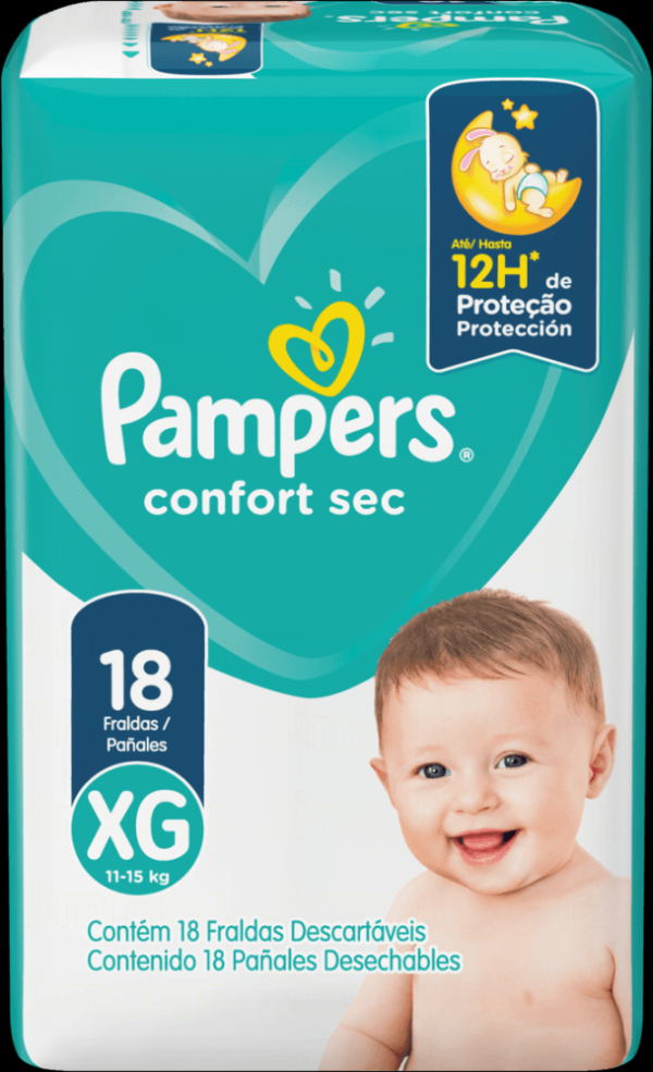 Fralda Descartável Infantil Pampers Confort Sec XG 11 a 15kg Pacote 18 Unidades
