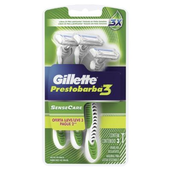 Encontraproduto.com.br - Aparelho Barbear Prestobarba 3 Sensitive Leve 3 Pague 2