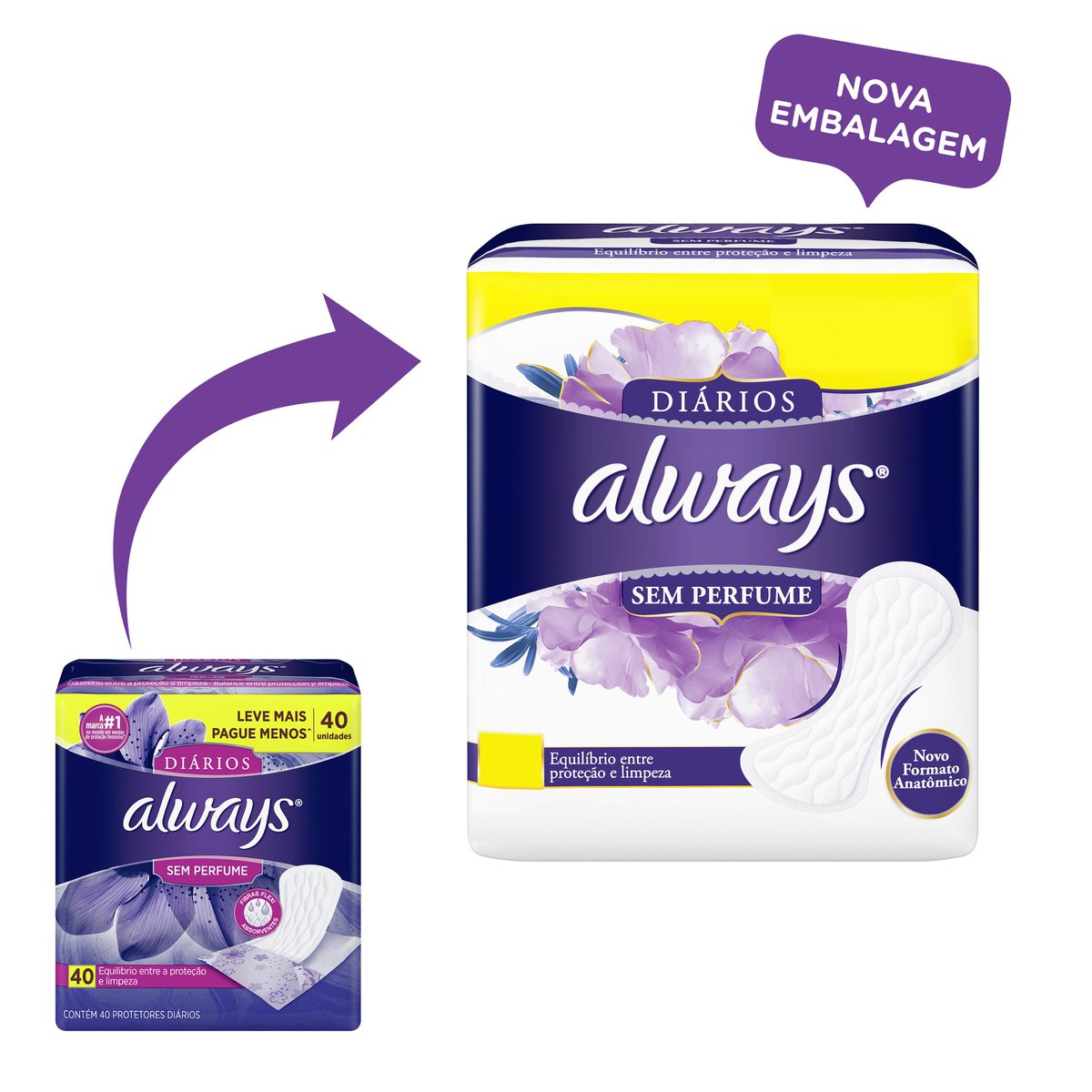 Encontraproduto.com.br - Absorvente Always Protetores Diários Sem Perfume Leve40 Pague30