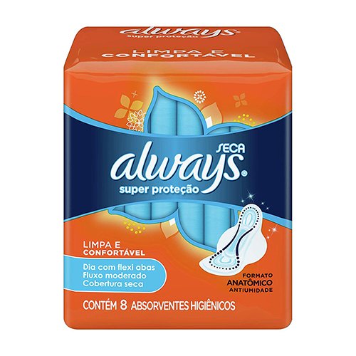 Encontraproduto.com.br - Absorvente Super Proteção Always Seca com abas Pacote com 8 unidades