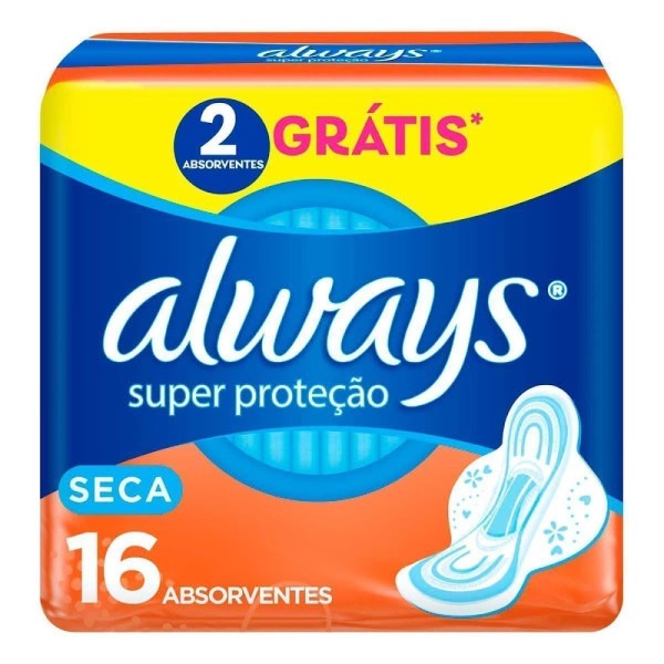 Encontraproduto.com.br - Absorvente com Abas Seca Always Pequeno Pacote 16 Unidades Grátis 2 Absorventes