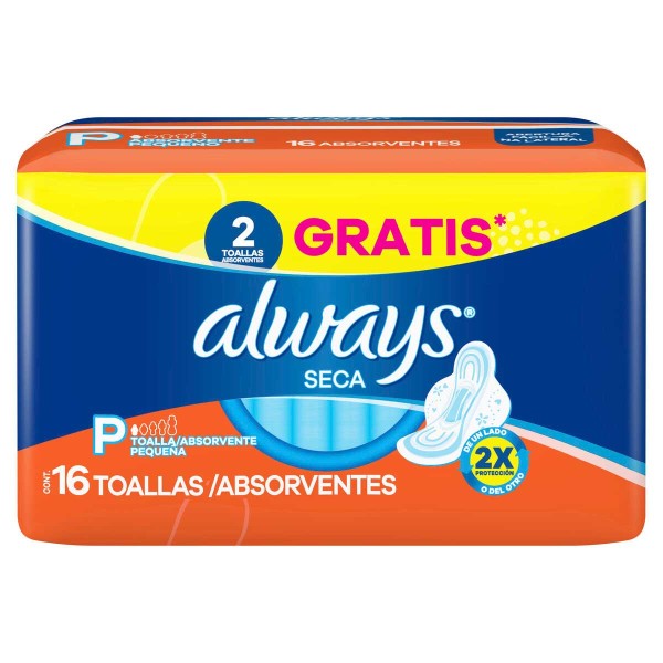 Encontraproduto.com.br - Absorvente com Abas Seca Always Pequeno Pacote 16 Unidades Grátis 2 Absorventes