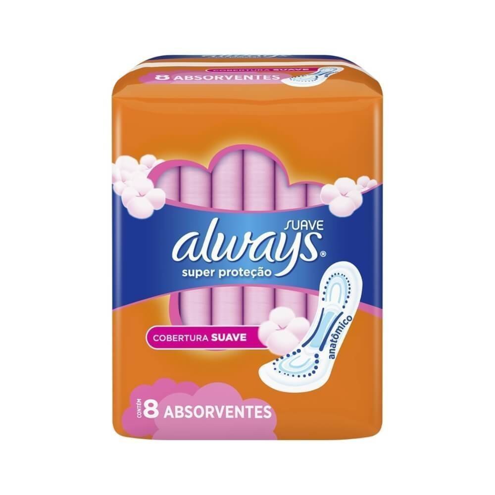 Encontraproduto.com.br - Absorvente Always Cobertura Suave s/ Abas Dia Super Proteção c/ 8 Unid