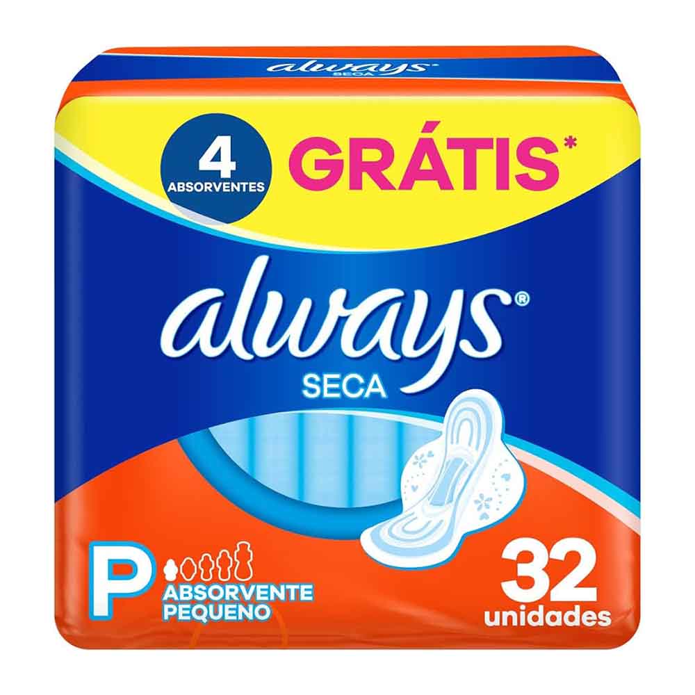 Encontraproduto.com.br - Absorvente Externo Always Super Proteção Cobertura Seca com Abas Com 32 Unidades