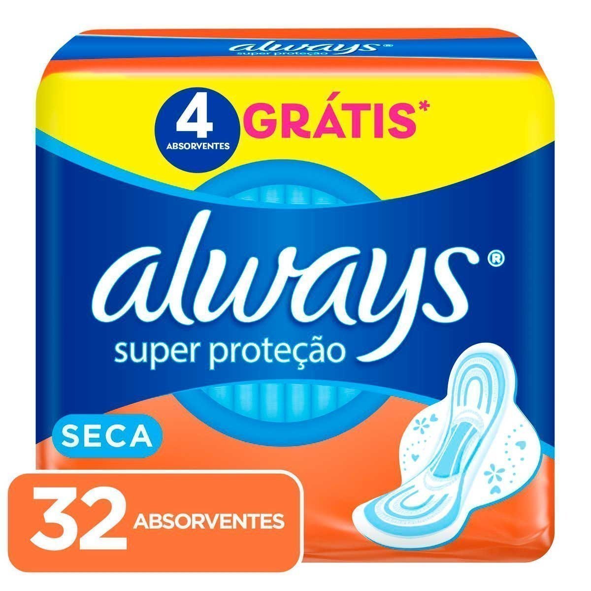 Encontraproduto.com.br - Absorvente Externo Always Super Proteção Cobertura Seca com Abas Com 32 Unidades