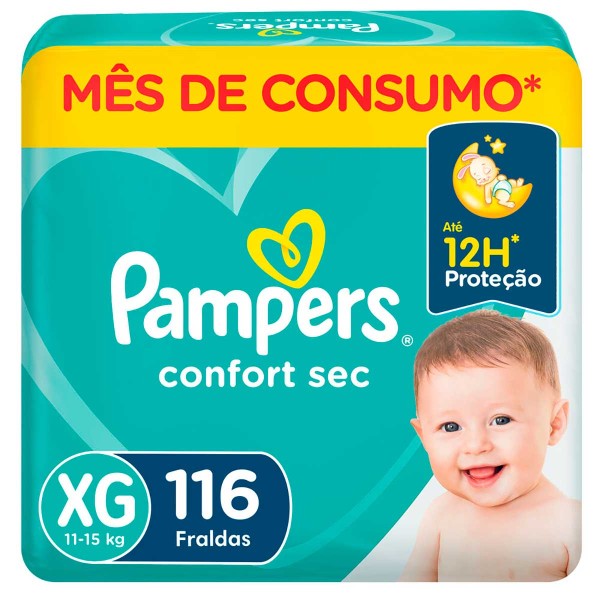 Fralda Descartável Pampers Confort Sec XG com 116 Unidades