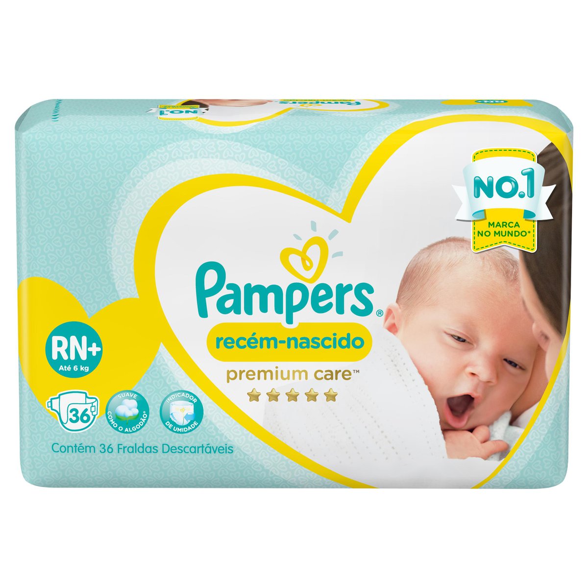 Fralda Pampers Premium Care Rn+ Ate 6kg Com 36 Unidades