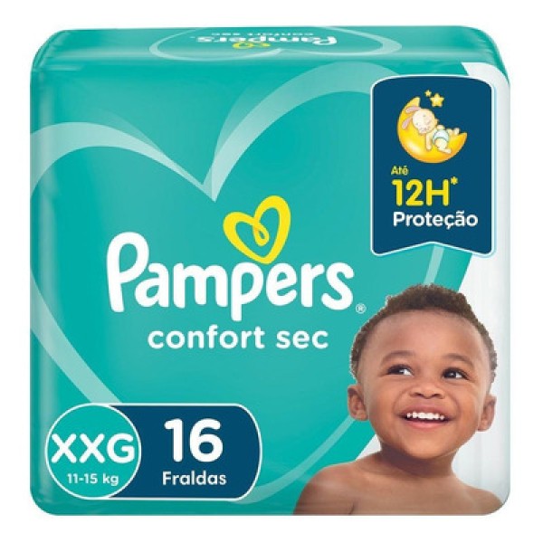 Fralda Descartável Infantil Pampers Confort Sec XXG 14 a 18kg Pacote 16 Unidades