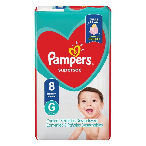 Encontraproduto.com.br - Fraldas Pampers Supersec G 8 Tiras