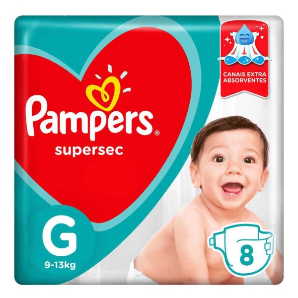 Encontraproduto.com.br - Fraldas Pampers Supersec G 8 Tiras