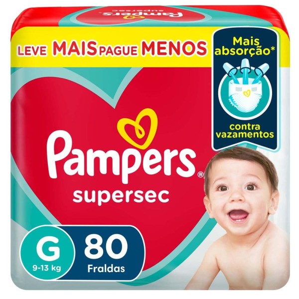 Encontraproduto.com.br - Fralda Descartável Pampers Supersec Jumbo G Pacote com 80 unidades