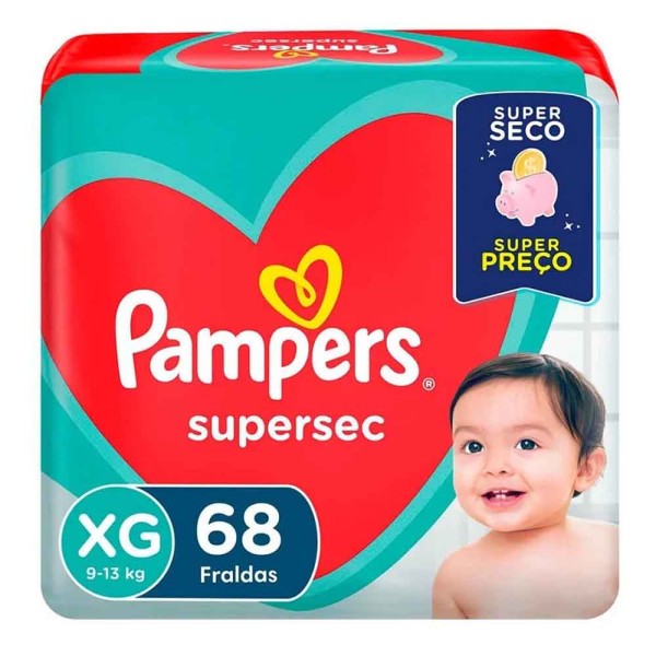 Encontraproduto.com.br - Fralda Infantil Pampers Supersec Tamanho XG Com 68 Unidades