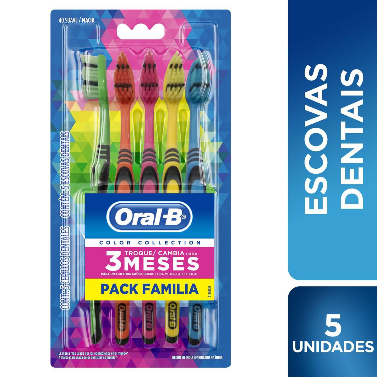 Encontraproduto.com.br - Escova Dental Oral-B Color Collection Pack c/ 5 UnidUnid