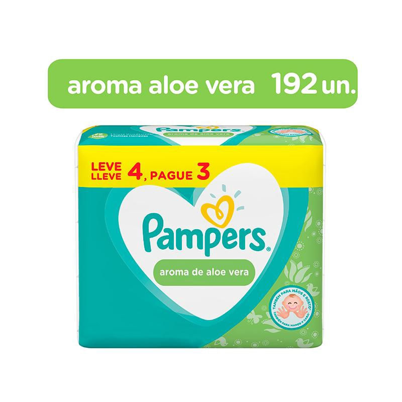 Encontraproduto.com.br - Kit de Toalhinhas Umedecidas Pampers Aroma de Aloe Vera 4 Pacotes 48 Unidades