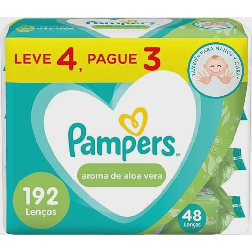 Encontraproduto.com.br - Kit de Toalhinhas Umedecidas Pampers Aroma de Aloe Vera 4 Pacotes 48 Unidades