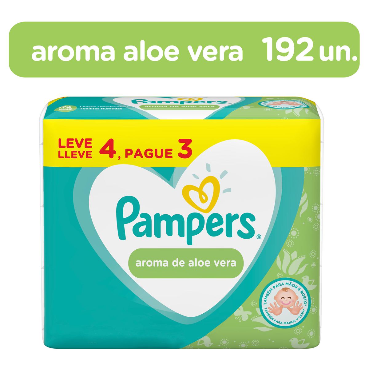 Encontraproduto.com.br - Kit de Toalhinhas Umedecidas Pampers Aroma de Aloe Vera 4 Pacotes 48 Unidades