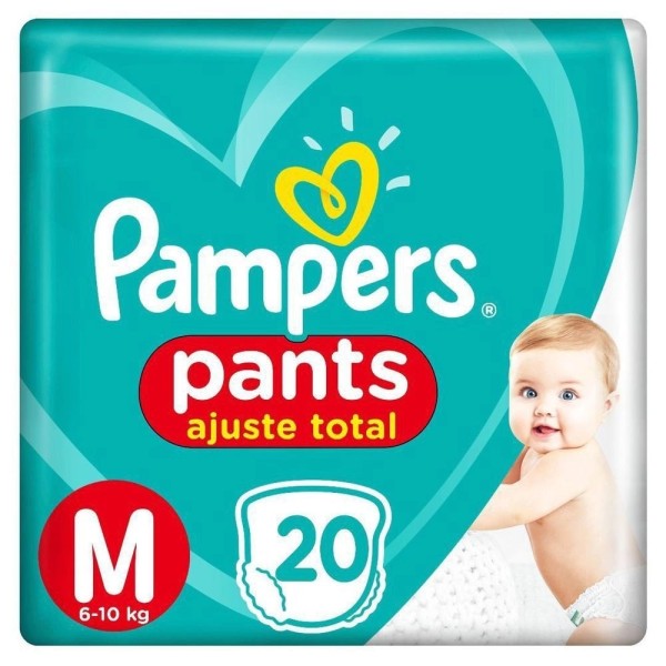 Encontraproduto.com.br - Fralda Descartável Infantil Pants Pampers Ajuste Total M 6 a 10kg Pacote 20 Unidades