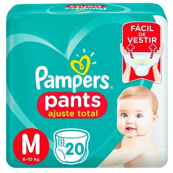 Encontraproduto.com.br - Fralda Descartável Infantil Pants Pampers Ajuste Total M 6 a 10kg Pacote 20 Unidades