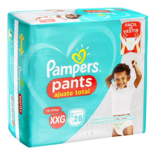 Encontraproduto.com.br - Fralda Descartável Infantil Pants Pampers Ajuste Total XXG 14 a 25kg Pacote 28 Unidades Grátis 2 Fraldas