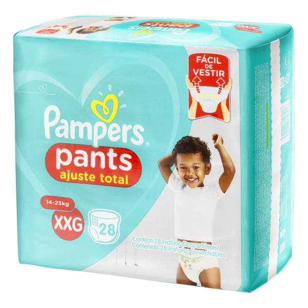 Encontraproduto.com.br - Fralda Descartável Infantil Pants Pampers Ajuste Total XXG 14 a 25kg Pacote 28 Unidades Grátis 2 Fraldas