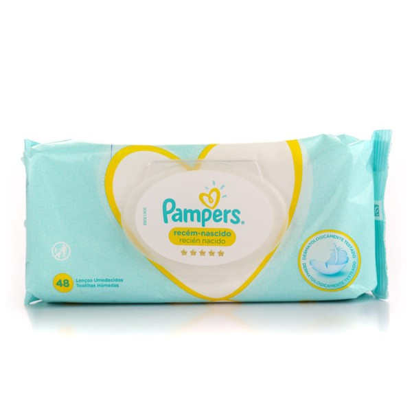 Encontraproduto.com.br - Toalhas Umedecidas Pampers Recém-Nascido c/48 Toalhinhas